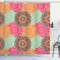Ambesonne Mandala Shower Curtain, Antique Mandala Patterns Circles in Vintage Colors Native Tribal Ornamental, Cloth Fabric Bathroom Decor Set with Hooks, 70" Long, Fuchsia Orange